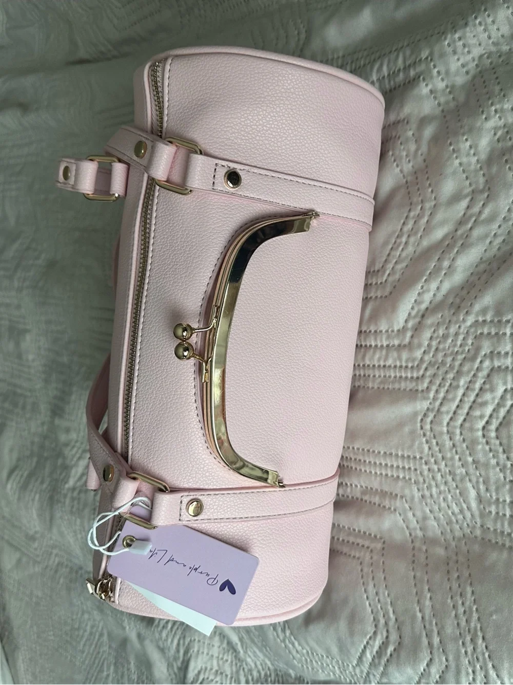 Pink kisslock Barrel bag Satchel